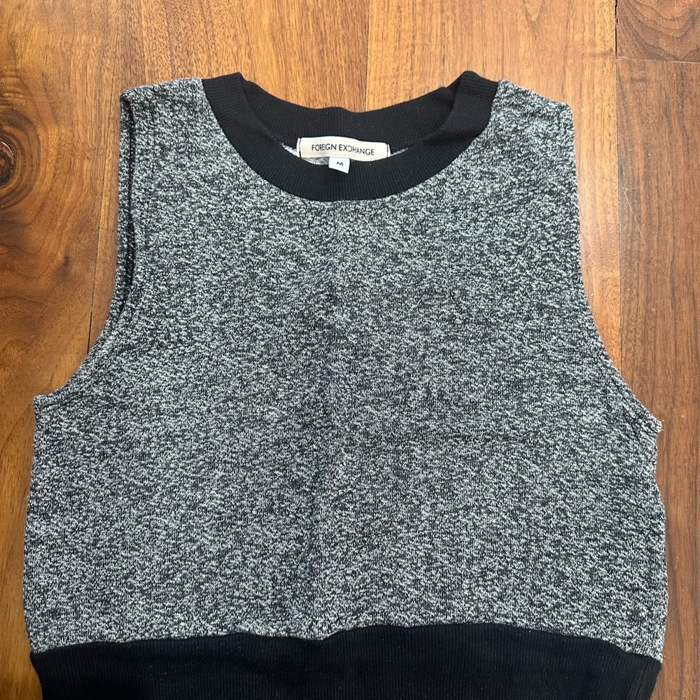 Foreign Exchange Black and Gray Crop Top